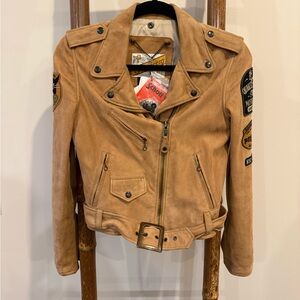 Schott NYC Perfecto Tan Leather Women’s Biker Jacket NWT